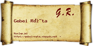Gebei Réta névjegykártya
